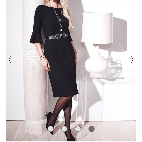 White House Black Market Dresses & Skirts - ⭐️NEW⭐️White House Black Market (WHBM) Black 3/4 Bell Sleeve Sheath Dress